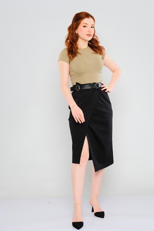 Show Up Casual Skirts Black Camel