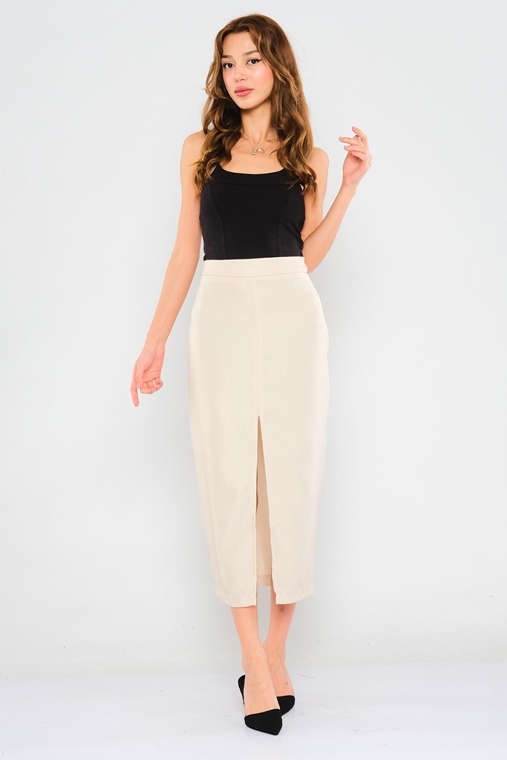 Excuse Casual Skirts Beige Navy