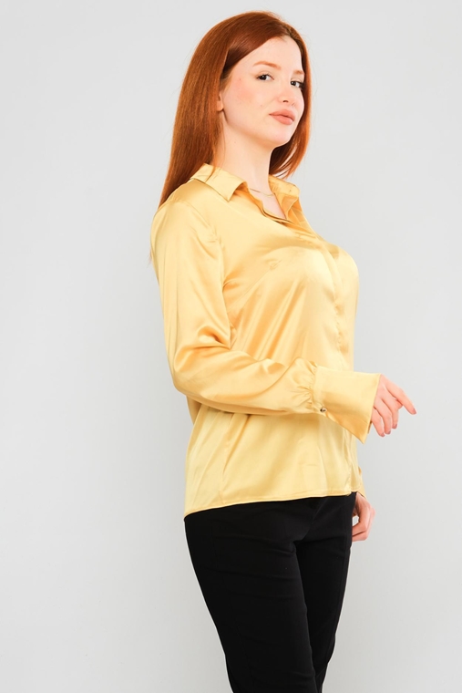 Joymiss Long Sleeve Normal Neck Casual Shirts Black Blue Pink Gold Ecru Peanut Neon-Fuchsia