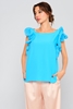 Green Country Sleevless Casual Blouses Blue