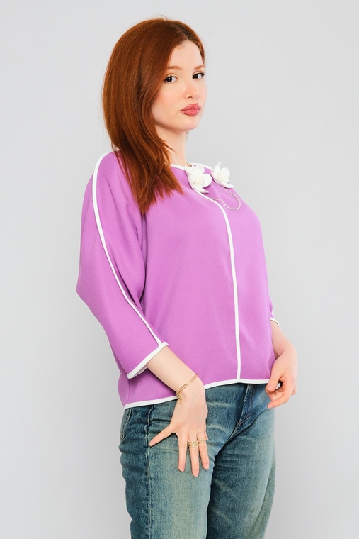 Favori Long Sleeve Casual Blouses Black Red Lilac Camel Fuchsia Ecru Powder Coral indigo Purple Mint Peanut