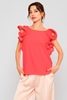 Green Country Sleevless Casual Blouses Coral