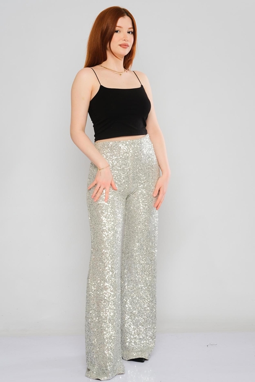 Mianotte High Waist Casual Trousers Silver