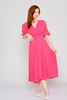 Biscuit Maxi Short Sleeve Casual Dresses Fuchsia