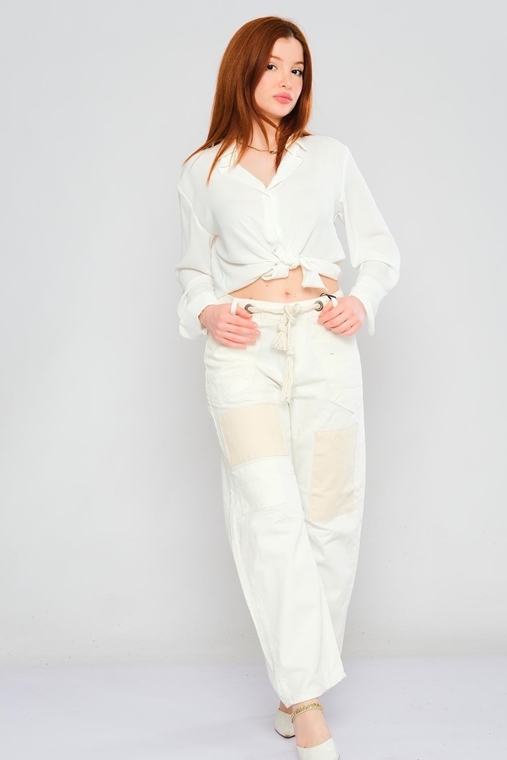 Hit Me Up High Waist Casual Trousers White