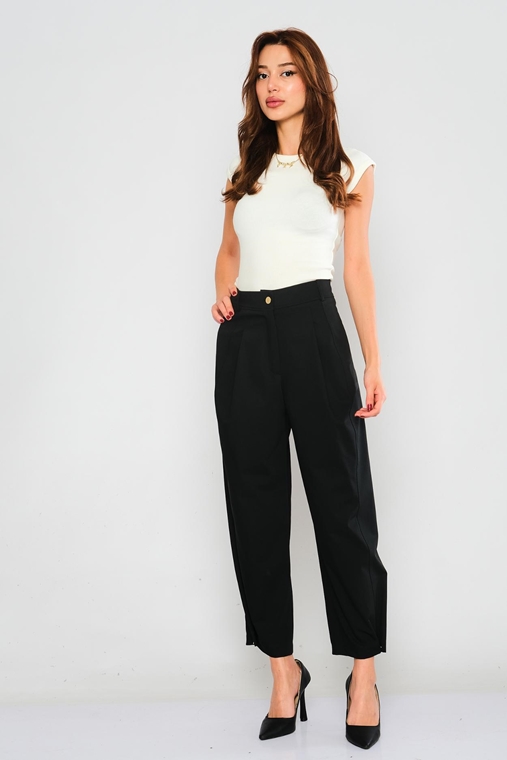 Explosion High Waist Casual Trousers Black White Pink Camel