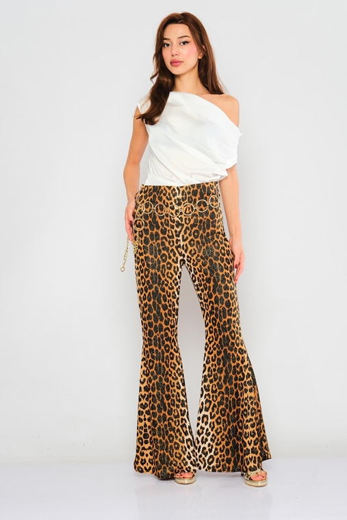 Lila Rose С завышенной талией повседневная одежда Оптом женские брюки Цвет Леопард
