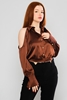 Explosion Long Sleeve Casual Blouses Brown