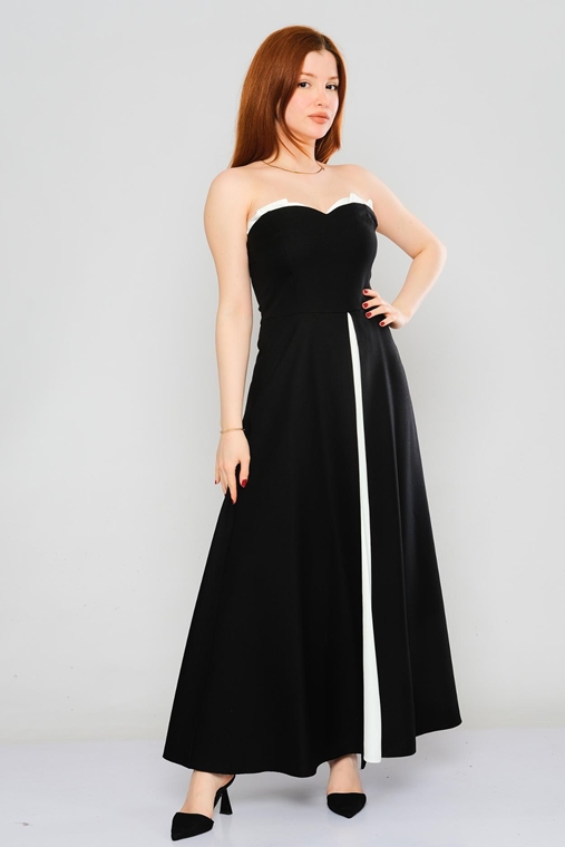Joymiss Maxi Sleevless Casual Dresses Black-Ecru Beige-Ecru indigo-Ecru