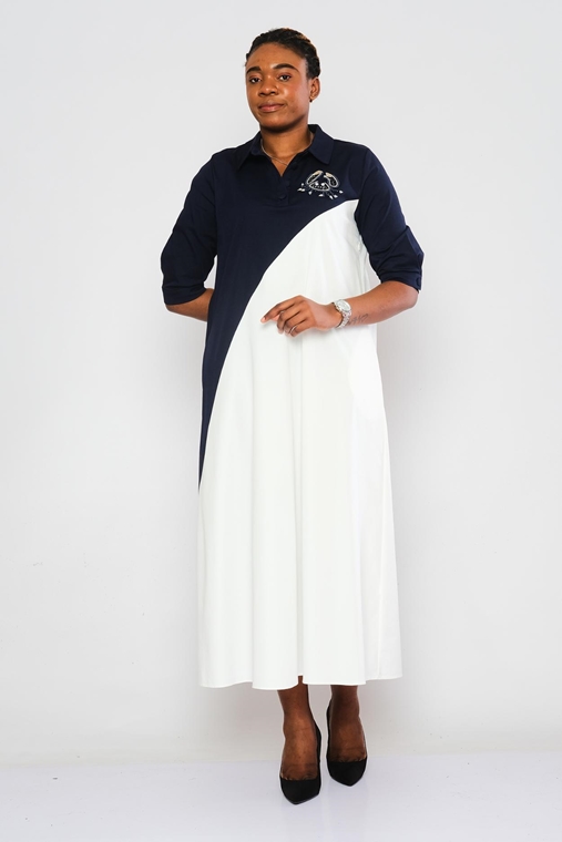 Vittoria Günlük Giyim Elbise lacivert Ekru Mercan