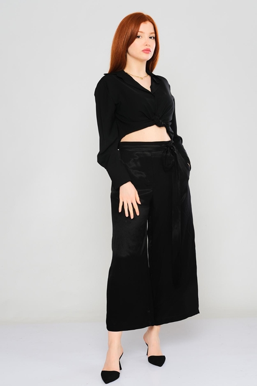 Show Up High Waist Casual Trousers Black
