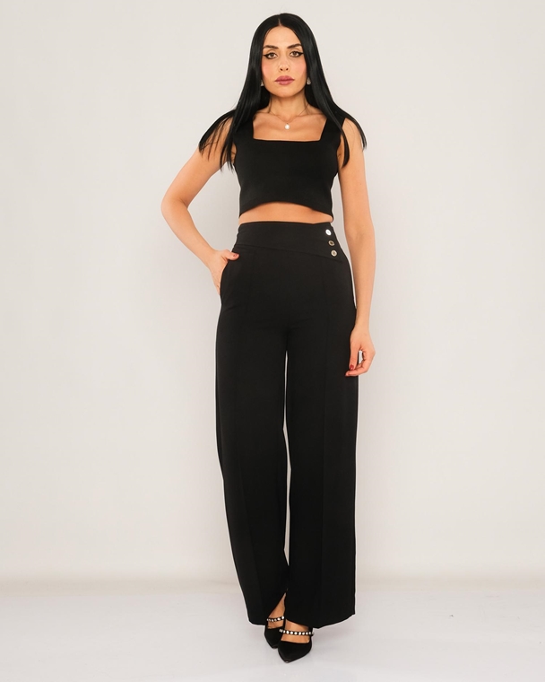 Zanzi С завышенной талией повседневная одежда Оптом женские брюки черный Бежевый карамель Цвет камня