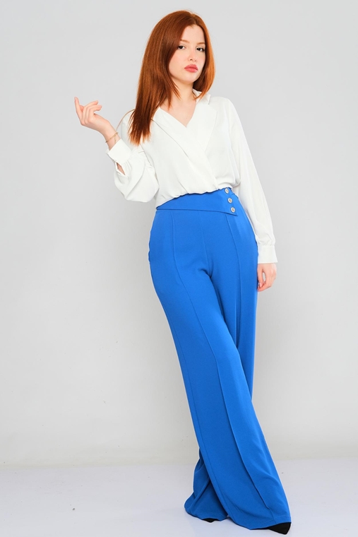 Zanzi С завышенной талией повседневная одежда Оптом женские брюки синий