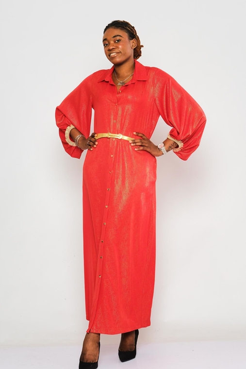 Pole & Pole طويل  ملابس غير رسمية فساتين مقاسات كبيرة أحمر اللون البيج البرتقالي المنك البيج الرمادي زيتون