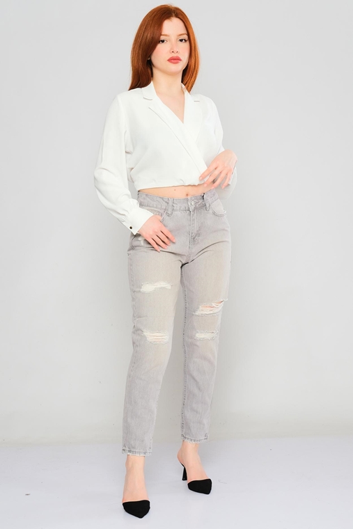 Hit Me Up High Waist Casual Trousers Grey