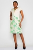 Biscuit Knee Lenght Short Sleeve Casual Dress Yeşil