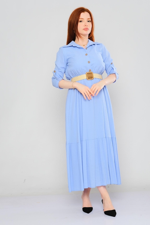 Sandrom Günlük Giyim Elbise Mavi Pudra Nane