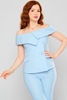 Miarte Boat Neck Casual Blouses Baby Blue
