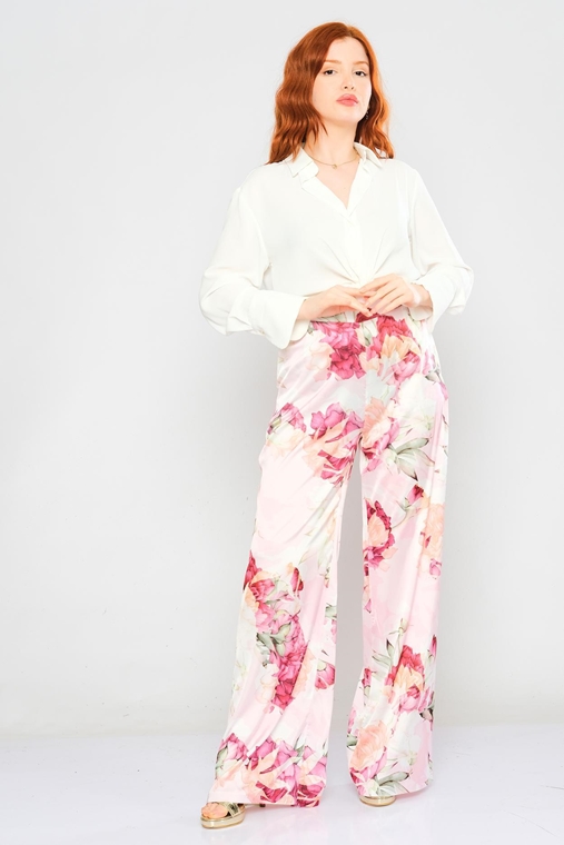 Airport High Waist Casual Trousers Pink Mint