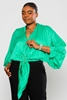 Lila Rose Long Sleeve Normal Neck Casual Blouse Green