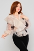 Mianotte Long Sleeve Casual Blouses Camel Stone لون الحجر