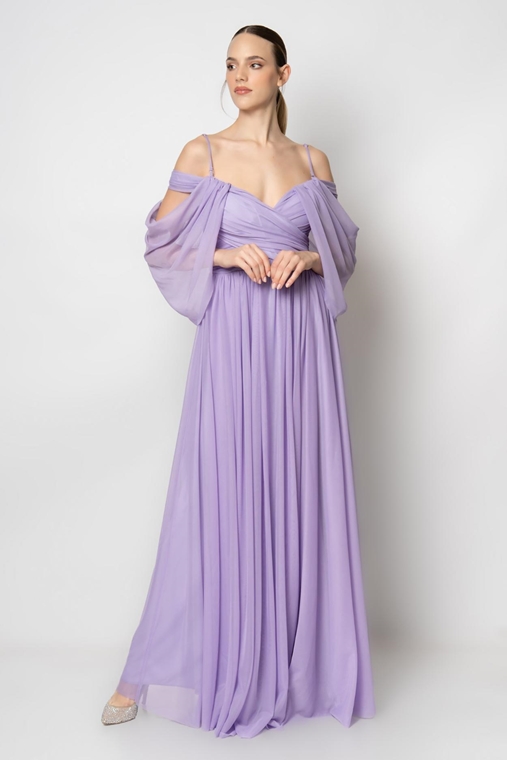 Rengin Casual Evening Dresses Lilac Powder indigo