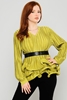 Lila Rose Long Sleeve Casual Blouses Olive
