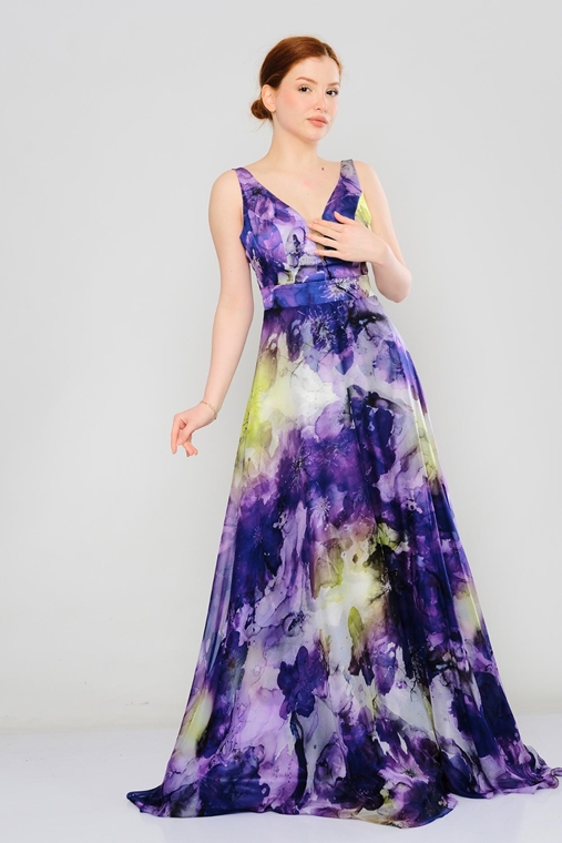 Explosion Maxi Casual Dresses Green Purple