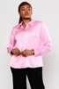 Joymiss Long Sleeve Casual Shirts Blue Pink Neon-Fuchsia Pink