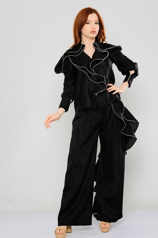Mianotte مع خصر عالي ملابس غير رسمية سراويل نسائية بالجملة أسود البيج الرمادي