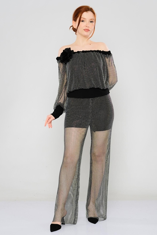 Lila Rose مع خصر عالي ملابس غير رسمية سراويل نسائية بالجملة أسود فضي البيج الرمادي