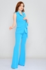 Green Country High Waist Casual Trousers Blue Light