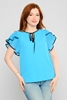 Green Country Short Sleeve Casual Blouses Black Pink Ecru Coral Blue Light Светло-синий