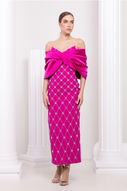 Odrella Night Wear Evening Dresses Black Fuchsia Caramel Stone Peanut