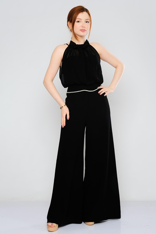 Rissing Star Casual Jumpsuits Black Black-White
