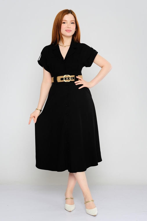Mac Park Günlük Giyim Elbise Siyah Kahverengi Mercan Haki Taş