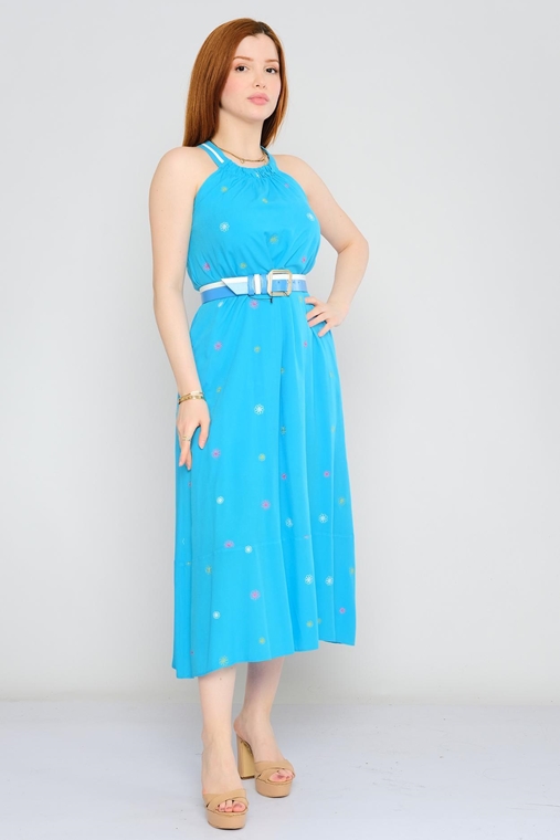 Mac Park Günlük Giyim Elbise Mavi leylak Fuşya