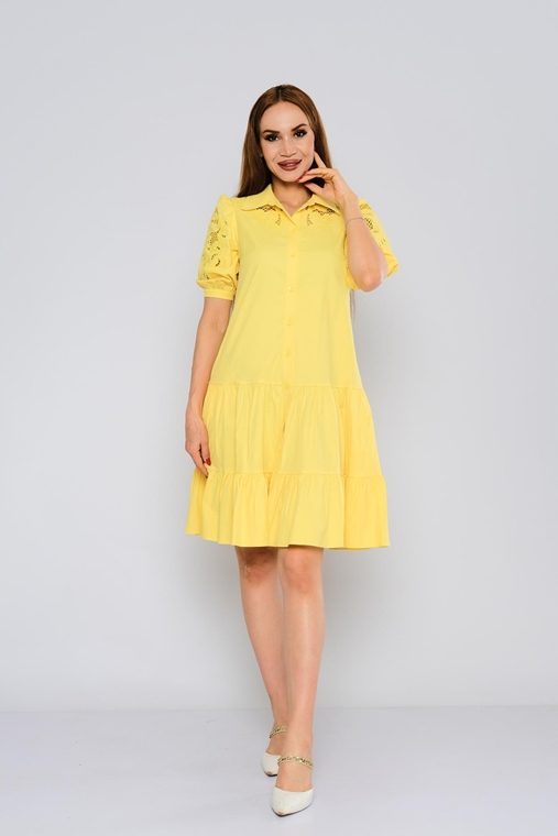Mac Park ملابس غير رسمية فساتين الأصفر مرجان كاكي لون الحجر