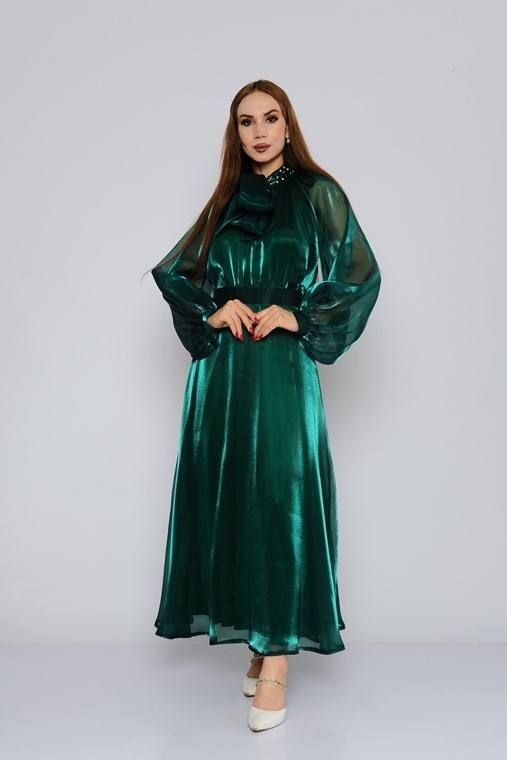 Lila Rose Uzun Uzun Kol Günlük Giyim Elbise Siyah Yeşil Bej Leopar Leopar - Bej