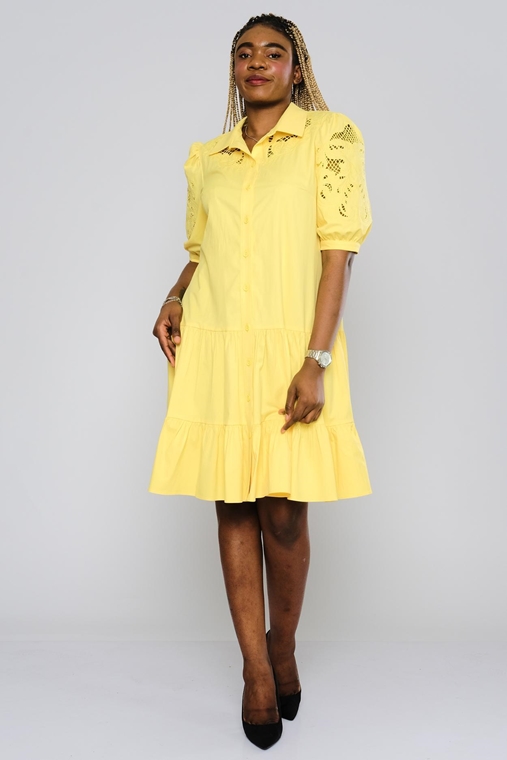 Mac Park ملابس غير رسمية فساتين مقاسات كبيرة الأصفر مرجان كاكي لون الحجر