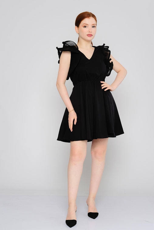 Favori Mini Short Sleeve Casual Summer Dresses Black Beige Lilac Camel Ecru