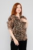 Lila Rose Three Quarter Sleeve Casual Shirts Black Red Beige Leopard لون النمر