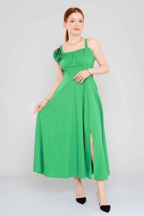 Lila Rose Uzun Günlük Giyim Elbise Siyah Mavi Yeşil Sarı Vizon Pudra