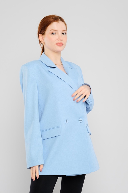 Joymiss Günlük Giyim Ceket Mavi Bej Turuncu