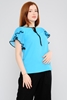 Green Country Short Sleeve Casual Blouses Black Pink Ecru Coral Blue Light Blue