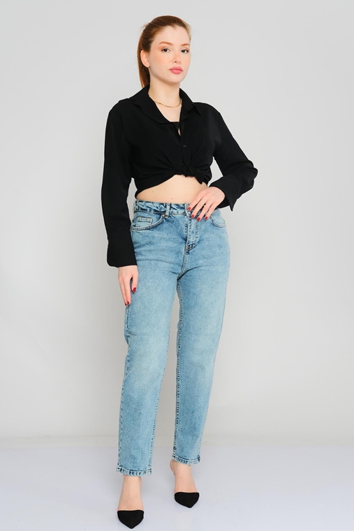 Hit Me Up High Waist Casual Trousers Blue
