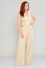 Excuse High Waist Casual Trousers Black Beige Ecru اللون البيج