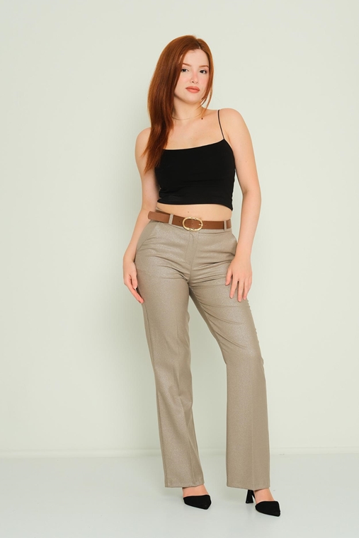 Fimore High Waist Casual Trousers Black Grey Mink