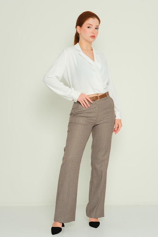 Fimore С завышенной талией повседневная одежда Оптом женские брюки коричневый