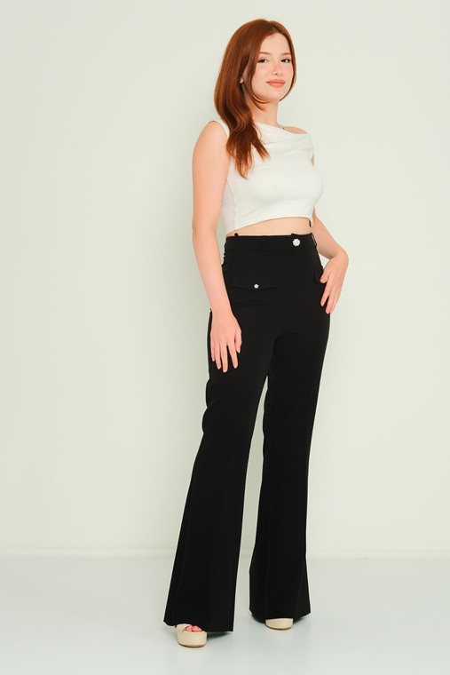 Fimore С завышенной талией повседневная одежда Оптом женские брюки черный белый зеленый фуксия Индиго коричневый